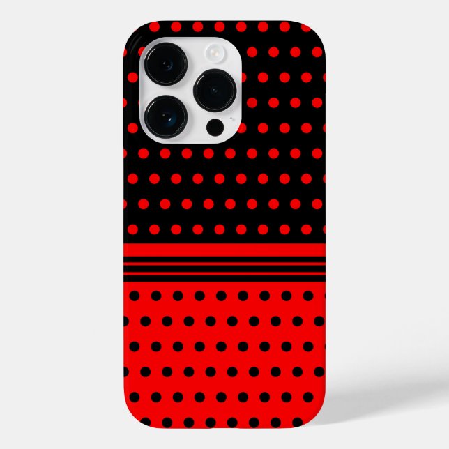 Coques Case-Mate iPhone Pois Et Grilles Noirs Et Rouges Élégants (Verso)