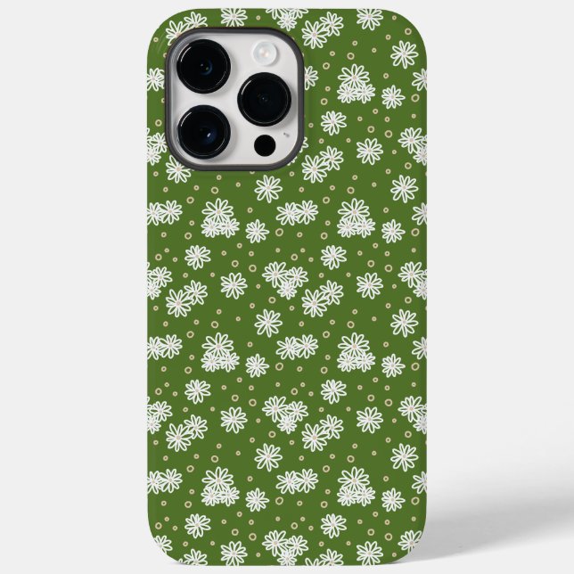 Coques Case-Mate iPhone Pois et marguerites - Blanc, Sable et Palm Green (Verso)