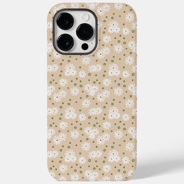 Coques Case-Mate iPhone Pois et marguerites - Blanc, Sable et Palm Green (Verso)