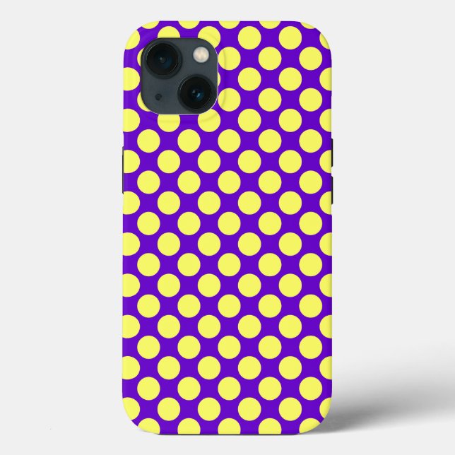 Coques Case-Mate iPhone Pois jaunes avec Arrière - plan pourpre STaylor (Verso)