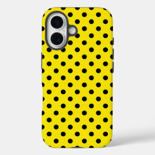 Coque Pour iPhone 16 Pois jaunes et noirs