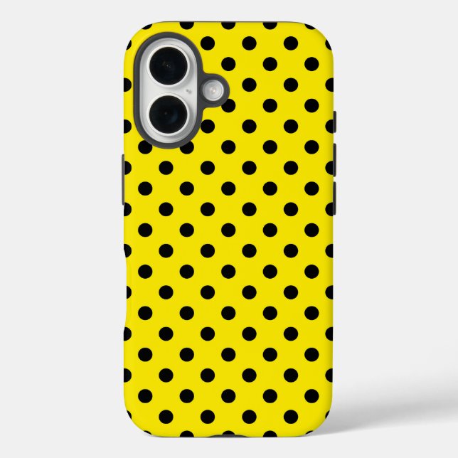 Coques Case-Mate iPhone Pois jaunes et noirs (Verso)