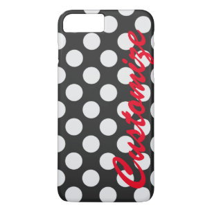 Coque iPhone 7 Plus Pois noir et blanc personnalisé