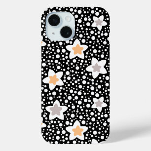 Coque Case-Mate iPhone Pois noir et blanc rétro avec étoiles