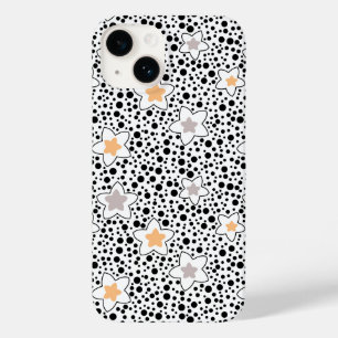 Coque Case-Mate iPhone Pois noir et blanc rétro avec étoiles