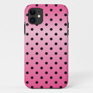 Coques Pour iPhone pois noirs cool en rose brillant