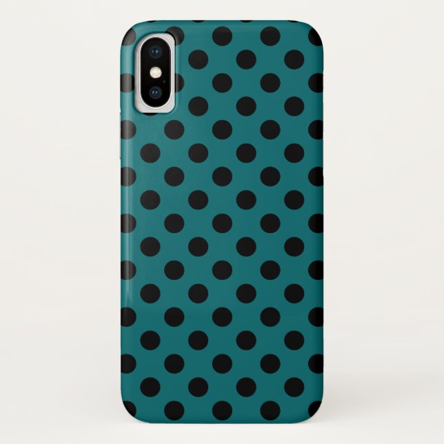 Coques Case-Mate iPhone Pois noirs en turquoise (Dos)