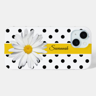 Coque Case-Mate iPhone Pois noirs et blancs, Daisy