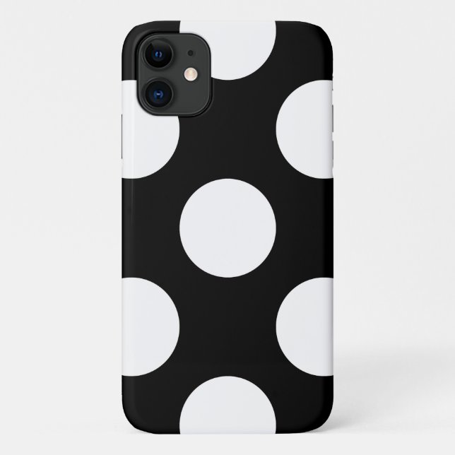 Coques Case-Mate iPhone Pois noirs et blancs, Motif Polka (Dos)