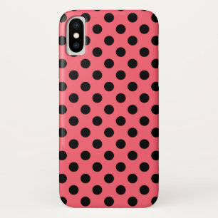 Coque iPhone X Pois noirs sur corail