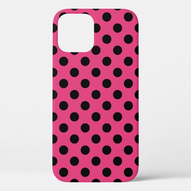 Coques Case-Mate iPhone Pois noirs sur fuchsia (Verso)