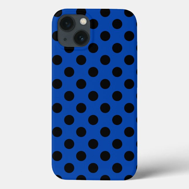 Coques Case-Mate iPhone Pois noirs sur le bleu royal Coque-Mate iPhone ca (Verso)