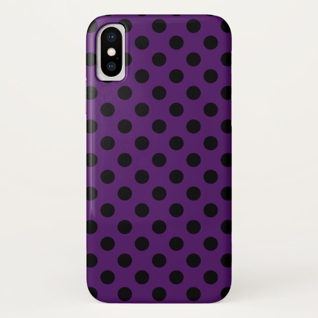 Coques Case-Mate iPhone Pois noirs sur prune violette (Dos)
