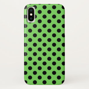 Coque iPhone X Pois noirs sur vert citron