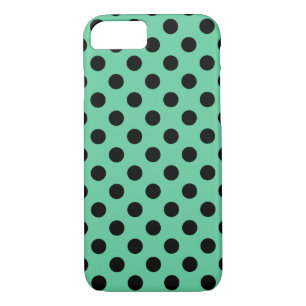 Coque iPhone 7 Pois noirs sur vert menthe