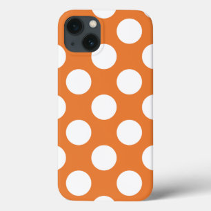 Etui iPhone 13 Pois orange et blanc