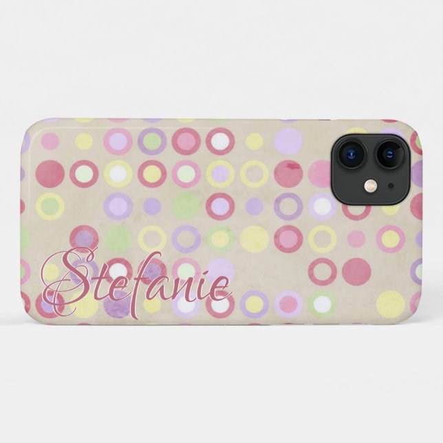 Coques Case-Mate iPhone Pois rétro (beige) (Dos (Horizontal))