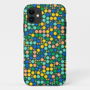 Coque Case-Mate Pour iPhone Pois rétro   Bleu vert jaune