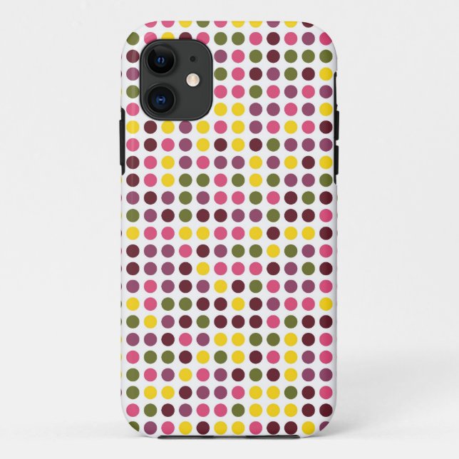 Coques Case-Mate iPhone Pois rétro | Vert jaune rose pourpre (Dos)