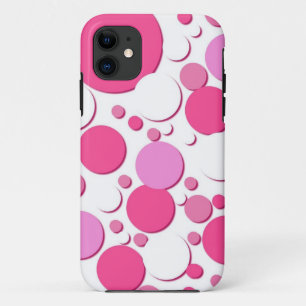 Coque iPhone 11 Pois rose et blanc
