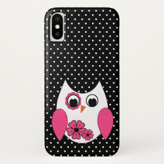 Case-Mate iPhone Case Pois rose et blanc mignon de hibou