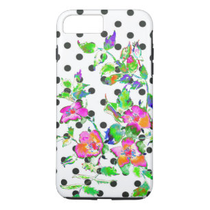 Coque iPhone 7 Plus Pois rose vintage