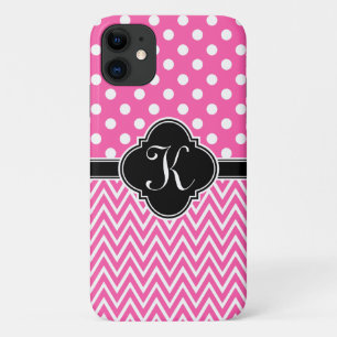 Case-Mate iPhone Case Pois roses chauds Chevron Quatrefoil Monogram