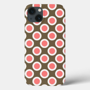 Coque Case-Mate iPhone Pois tournés, taupe et corail rose