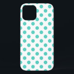 Coques Pour iPhone Pois turquoise<br><div class="desc">Pois turquoise sur arrière - plan blanc</div>