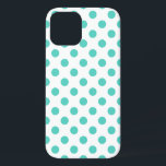 Coques Pour iPhone Pois turquoise<br><div class="desc">Pois turquoise sur arrière - plan blanc</div>
