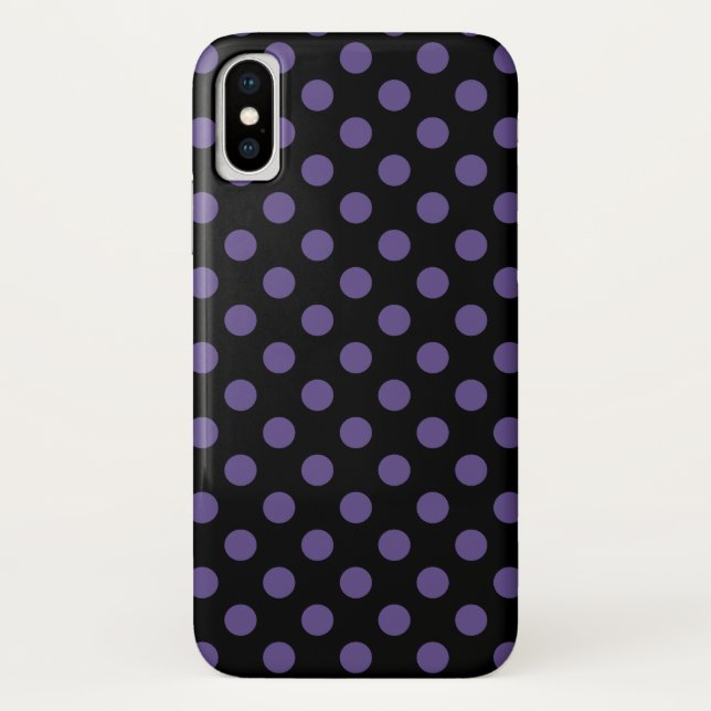 Coques Case-Mate iPhone Pois ultra violets en noir (Dos)