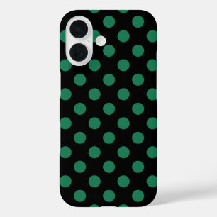 Coque Pour iPhone 16 Pois vert et noir
