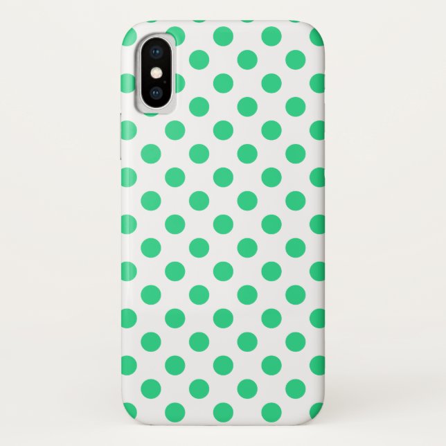 Coques Case-Mate iPhone Pois verts et blancs (Dos)
