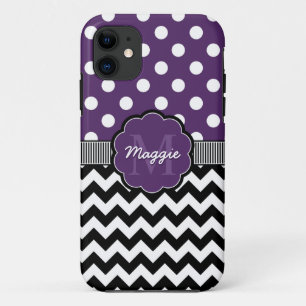 Etui iPhone Case-Mate Pois violet noir Chevron Monogramme