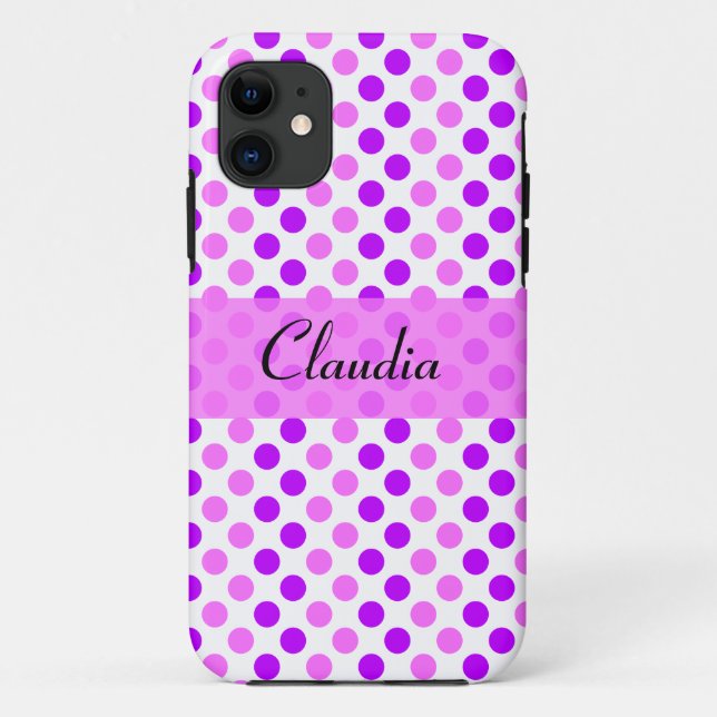 Coques Case-Mate iPhone Pois violets et roses (Dos)