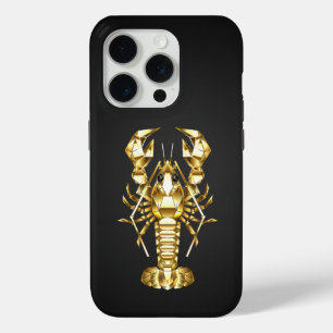 Coque Case-Mate iPhone Poisson à langouste polygonale dorée sur noir