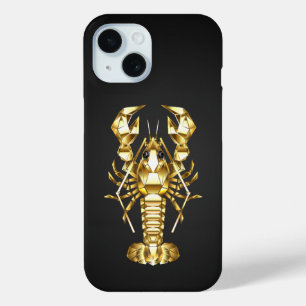 Coque Case-Mate iPhone Poisson à langouste polygonale dorée sur noir