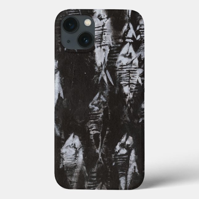 Coques Case-Mate iPhone Poisson blanc fossile sur Arrière - plan noir (Verso)