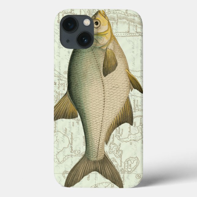 Coques Case-Mate iPhone Poisson d'eau douce sur la carte (Verso)