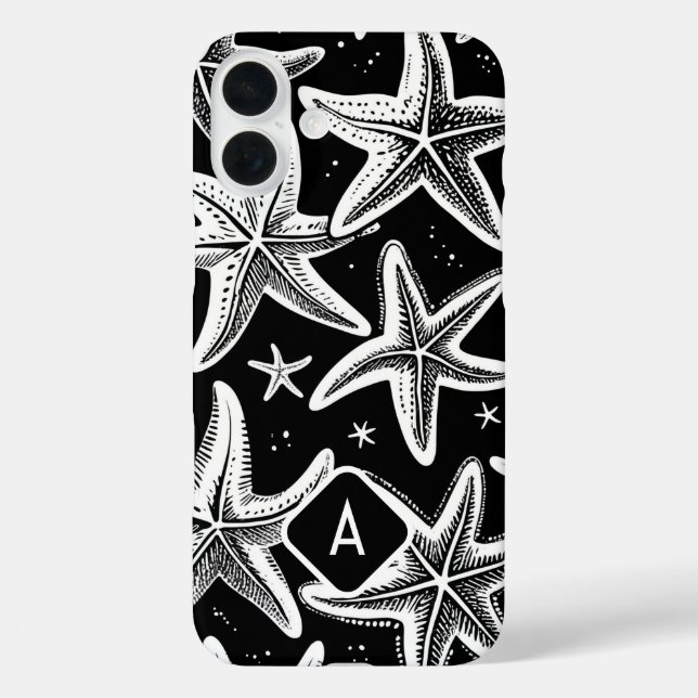 Coques Case-Mate iPhone Poisson-étoile monogramée à la main sur Arrière -  (Verso)