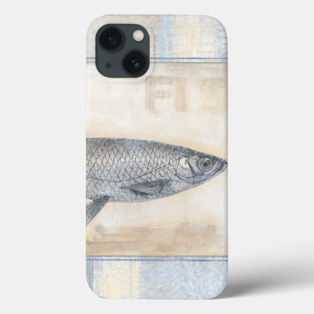 Coques Case-Mate iPhone Poisson gris sur Arrière - plan beige (Verso)
