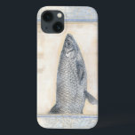 Case-Mate iPhone Case Poisson gris sur Arrière - plan beige<br><div class="desc">L'artiste Norman Wyatt est talentueux et connu pour ses grandes gravures d'art de la vie marine. Dans cette image vive, il capture un poisson gris dans son style le plus naturel. Il a également ajouté un cadre bleu et beige d'inspiration vintage pour le rendre plus unique et contemporain. Cette oeuvre...</div>