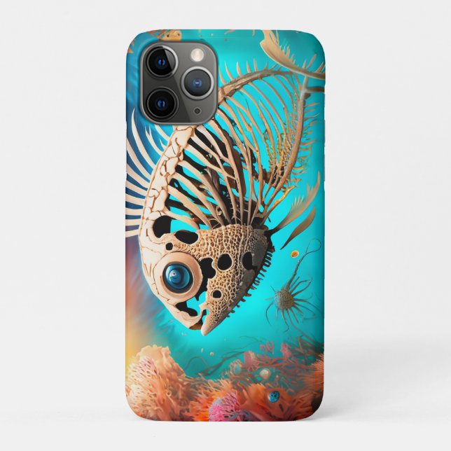 Coques Case-Mate iPhone Poisson osseux nageant à travers le corail (Dos)