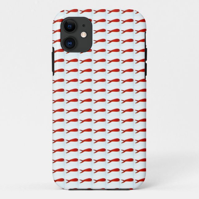 Coques Case-Mate iPhone poisson rouge cerise sur motif blanc (Dos)