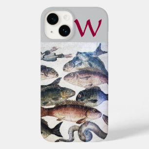 COQUE POUR iPhone 14 POISSONS MOSAÏQUES ANCIENNES, MONOGRAMME DE LA VIE