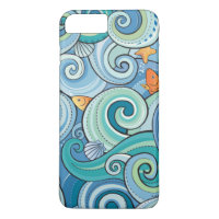 Poissons parmi le motif de vagues