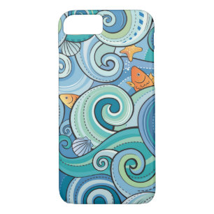 Coque iPhone 7 Poissons parmi le motif de vagues