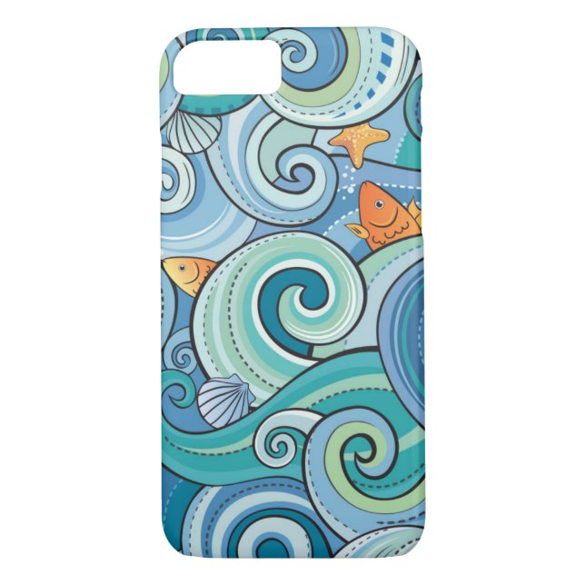 Coques Case-Mate iPhone Poissons parmi le motif de vagues (Dos)