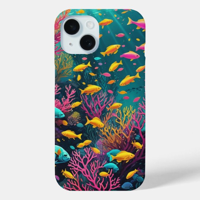 Coques Case-Mate iPhone Poissons tropicaux colorés (Verso)