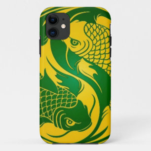 Coque Case-Mate iPhone Poissons verts et jaunes de Yin Yang Koi